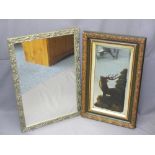 STAG PAINTED WALL MIRROR, circa 1900 and one other, 82cms approximate heights