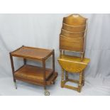 THREE OCCASIONAL FURNITURE ITEMS including a well presented mahogany tea trolley with end drawer,