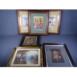 VINTAGE & LATER PICTURES & PRINTS, a parcel including three antique Indian style, two after Old