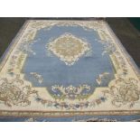 LARGE WOOLLEN TASSEL ENDED CARPET, 360 x 268cms approximately