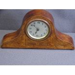 NEAT MAHOGANY MANTEL CLOCK with silvered dial