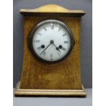 VINTAGE OAK MANTEL CLOCK now with battery quartz movement, 30cms H, 24.5cms W