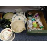 ASSORTED TEAWARE, Staffordshire planters ETC