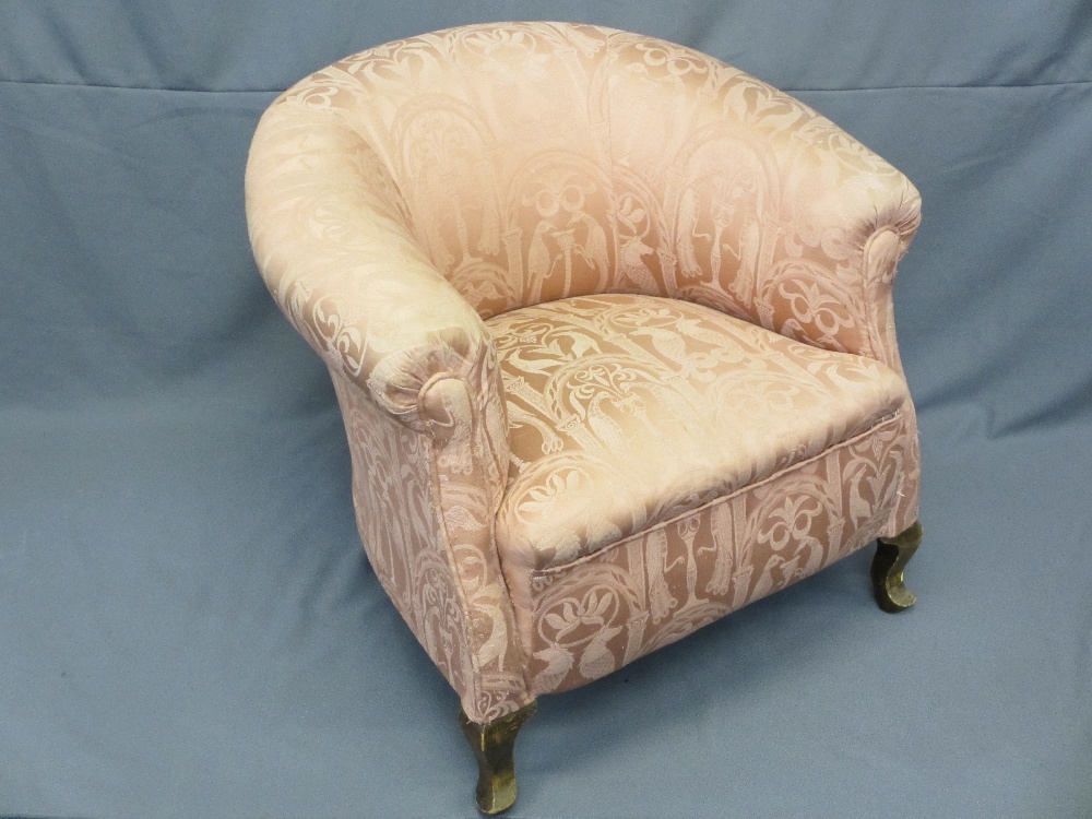 VINTAGE UPHOLSTERED TUB CHAIR, 68cms H, 82cms W, 49cms seat depth