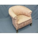 VINTAGE UPHOLSTERED TUB CHAIR, 68cms H, 82cms W, 49cms seat depth