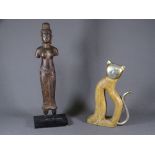 TWO COMPOSITION FIGURINES including a Bali type figurine, antiquities style and a stylized seated