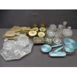 VINTAGE DRESSING TABLE SETS, a mixed selection of glass, embroidered and filigree metal and Art Deco