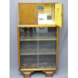 ART DECO OAK COCKTAIL CABINET TOP BOOKCASE, 143.5cms H, 76.5cms W, 32cms D