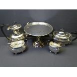 GOOD WALKER & HALL FOUR PIECE TEASET with a non-associated pedestal tazza/comport