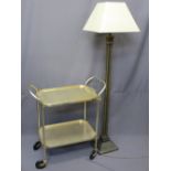MODERN STANDARD LAMP & SHADE and two-tier metal trolley