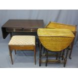 REPRODUCTION & VINTAGE FURNITURE ITEMS including a neat oak barley twist gate-leg table, mahogany