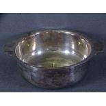 GERMAN THIRD REICH EPNS TWIN-HANDLED BOWL, Swastika and Eagle emblem to the front, stamped to the