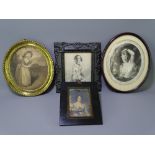 FOUR CLASSICAL STIPPLE ENGRAVED & OTHER PORTRAIT PRINTS depicting demure/pensive young ladies in