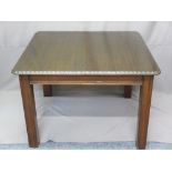 RECTANGULAR MAHOGANY DINING TABLE, pull-out extending action (no additional leaves) with carved edge