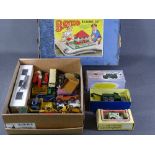 DINKY TOY & OTHER DIECAST VEHICLES and a vintage Bayko building set, mainly unboxed vehicles, play