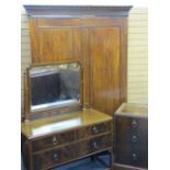 VINTAGE MAHOGANY THREE PIECE BEDROOM SUITE of two door wardrobe having twin lower drawers, 212cms H,