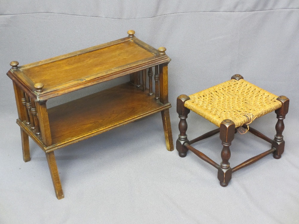 VINTAGE TWO-TIER BOOK TABLE and a string top footstool