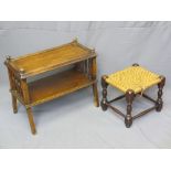 VINTAGE TWO-TIER BOOK TABLE and a string top footstool