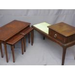 STAG MAHOGANY TELEPHONE SEAT and a reproduction set of mahogany effect occasional tables