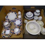 LEEDS CREAMWARE reproduction 13 pieces with Victorian and other cobalt blue decorated teaware in two