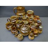 DOULTON LAMBETH STONEWARE JUGS, jars and miniatures, a collection, many having hallmarked silver