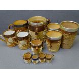 DOULTON LAMBETH & OTHER STONEWARE TYGS, tankards and beakers, a quantity, some having hallmarked