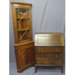 MAHOGANY FALL-FRONT BUREAU with edge beading and brass drop handles, 103cms H, 73cms W, 42.5cms D