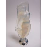SABINO OPALESCENT GLASS CAR MASCOT -SILHOUETTE standing female in flowing robes 17cms H, makers