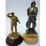 VINTAGE CAR MASCOT- LIFEBOAT MAN & ONE OTHER the former marked DESMO, 9.5cms H, the other being an