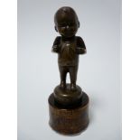 VINTAGE CAR MASCOT-STANDING CHILD-OUR KID stamped,rare, 9.75cms H.