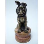 VINTAGE CAR MASCOT- MAL de CHIEN/ DOG with TOOTHACHE signed R Partilleau & M Baisse, circa 1925,