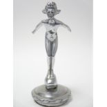 VINTAGE CAR MASCOT - ALBERT SPEED NYMPH by A E Lejeune, marked REG/ED, 11.5cms H.