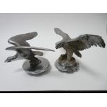 VINTAGE CAR MASCOTS X 2 - ALVIS EAGLES circa 1920-1930s, 8.5cms H, 18cms Span, and 12.5cms H,