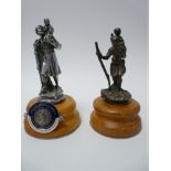 VINTAGE CAR MASCOTS X 2 St CHRISTOPHER FIGURINE to include a possibly DUNHILLS Ltdexample, silver