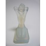 SABINO OPALESCENT GLASS CAR MASCOT-ROXANNE figure of a kneeling woman 7.5cms H, makers marks