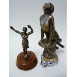 VINTAGE CAR MASCOTS X 2 to include A E Lejeune, Meditation, LADY seated on a rock, stamped, 16cms H,