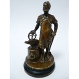VINTAGE CAR MASCOT - VULCAN BLACKSMITH early example head turned right,circa 1912 standing figure of