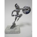 VINTAGE CAR MASCOT-WARRIOR WITH SHEILD British SALMSON motor manufacturer, circa 1930, 13cms H.