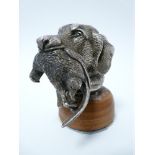 VINTAGE CAR ACCESSORY MASCOT - GUN DOG HEAD WITH GAME possibly by East London Rubber Co Ltd, circa