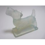 SABINO OPALESCENT GLASS CAR MASCOT in the form of a SCOTTY DOG 8.5cms H, 11cms L, makers marks