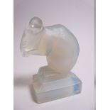 SABINO OPALESCENT GLASS CAR MASCOT- SOURIS/MOUSE 7.25cms H, makers marks present.