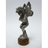 VINTAGE CAR MASCOT- AMOUR FRILEUX after Francois Bazin, CHERUB style standing figure with pierced