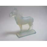 SABINO OPALESCENT GLASS CAR MASCOT- Standing ZEBRA 14cms H, 14cms L, makers marks present.