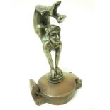 VINTAGE CAR MASCOT-CONTORTIONIST after E Carlier, French, bears signature, 13cms H.