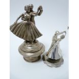 VINTAGE CAR MASCOTS X 2- DANCING COUPLES circa 1920- 1930s, chrome plated, possibly American for