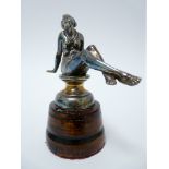 VINTAGE CAR MASCOT-BRITISH CALTHORPE SEATED LADY by A E Lejeune, circa 1920, stamped AEL with
