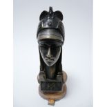 VINTAGE CAR MASCOT-MINERVA signed P de Soete, with griffin to helmet, Belgian, 1920-1930s, 15cms H.