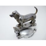 VINTAGE CAR MASCOT- BASSETT HOUND 8cms H, 12.5cms L.