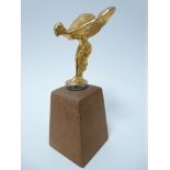 VINTAGE CAR MASCOT-SILVER SPIRIT ROLLS ROYCE Gold plated with spring base fitting, 11cms H.