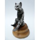 VINTAGE CAR MASCOT- PUSS IN BOOTS SEATED French signed Hansi Siercke, circa 1920s, rare, 10.5cms H.